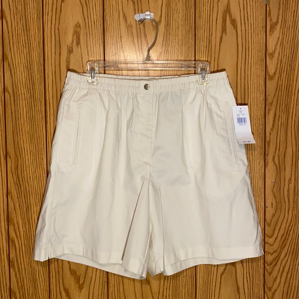 🔥White Karen Scott Sport Shorts with Pockets / PLUS SIZE / size 14